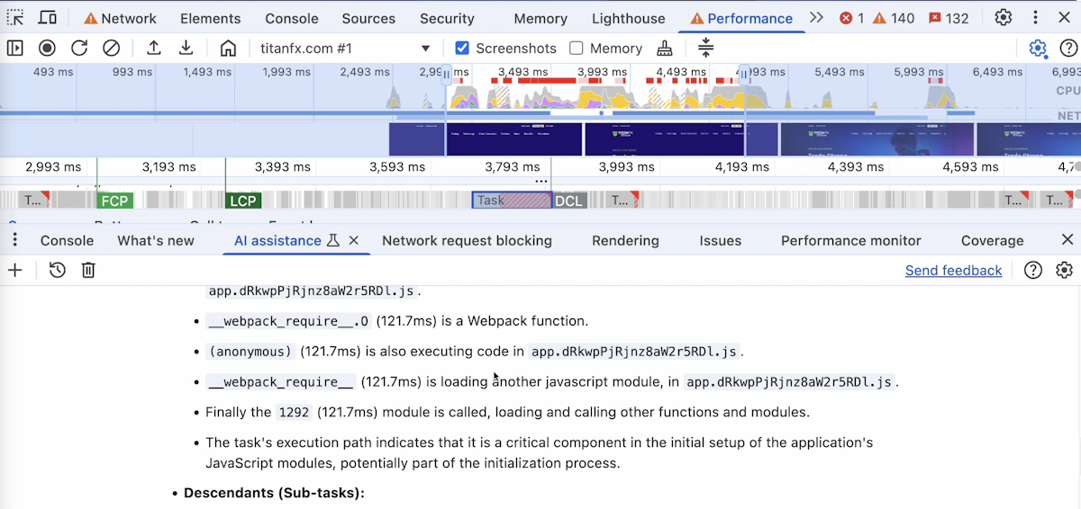 Przykład użycia AI w DevTools