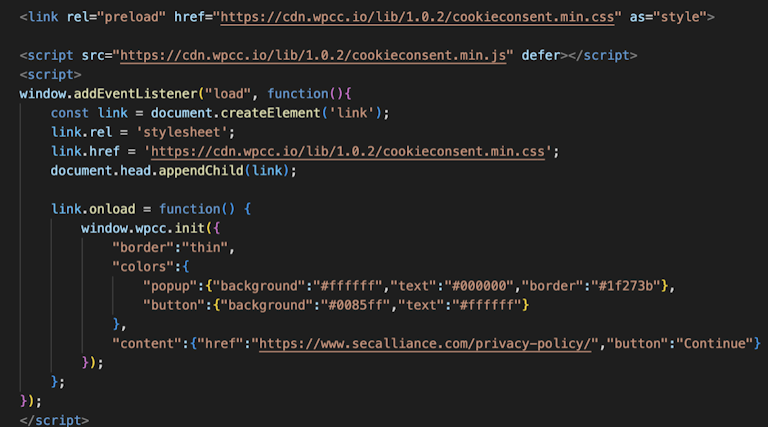 Przykład optymalizacji sekcji head w Webflow